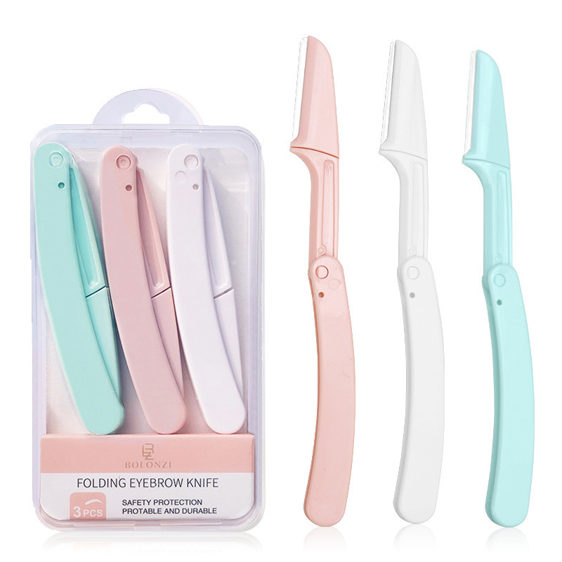 Safety Folding Eye-Brow Knife Eyebrow Scraper Women's Anti-Scratch Beginner Set Beauty Tools Can Be Replaceable Blade