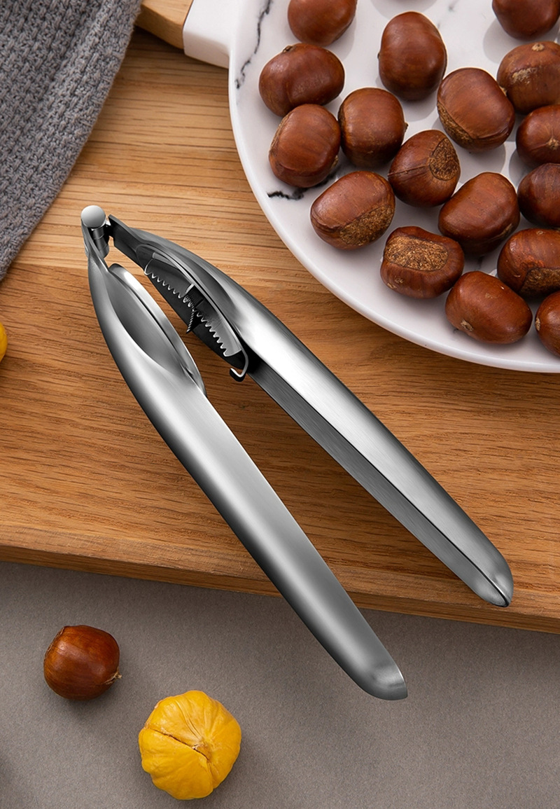 厂家直销新款不锈钢栗子器 板栗开口器 核桃夹子坚果夹子剥壳器具