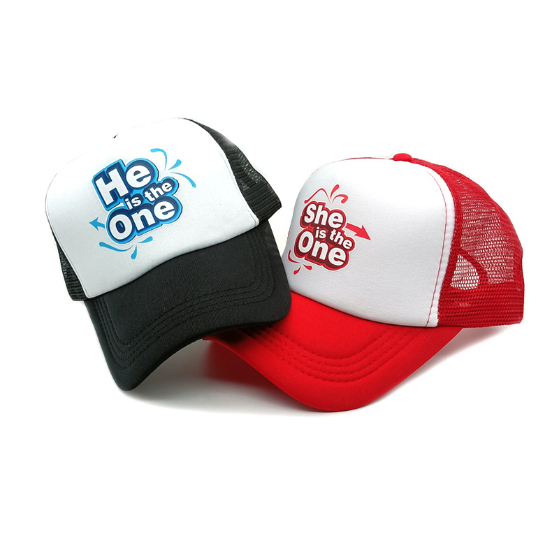 Foreign Trade New Letter Printing Baseball Cap Mesh Fitted Cap Trucker Cap Couple He Is the One Hat