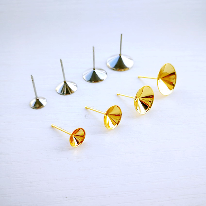 耳饰配件耳针6-12mm卫星石不锈钢底座耳环针耳钉手工diy饰品针