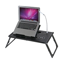 拥有充电宝和无线充的多功能便携式折叠笔记本电脑桌可调阅读桌
