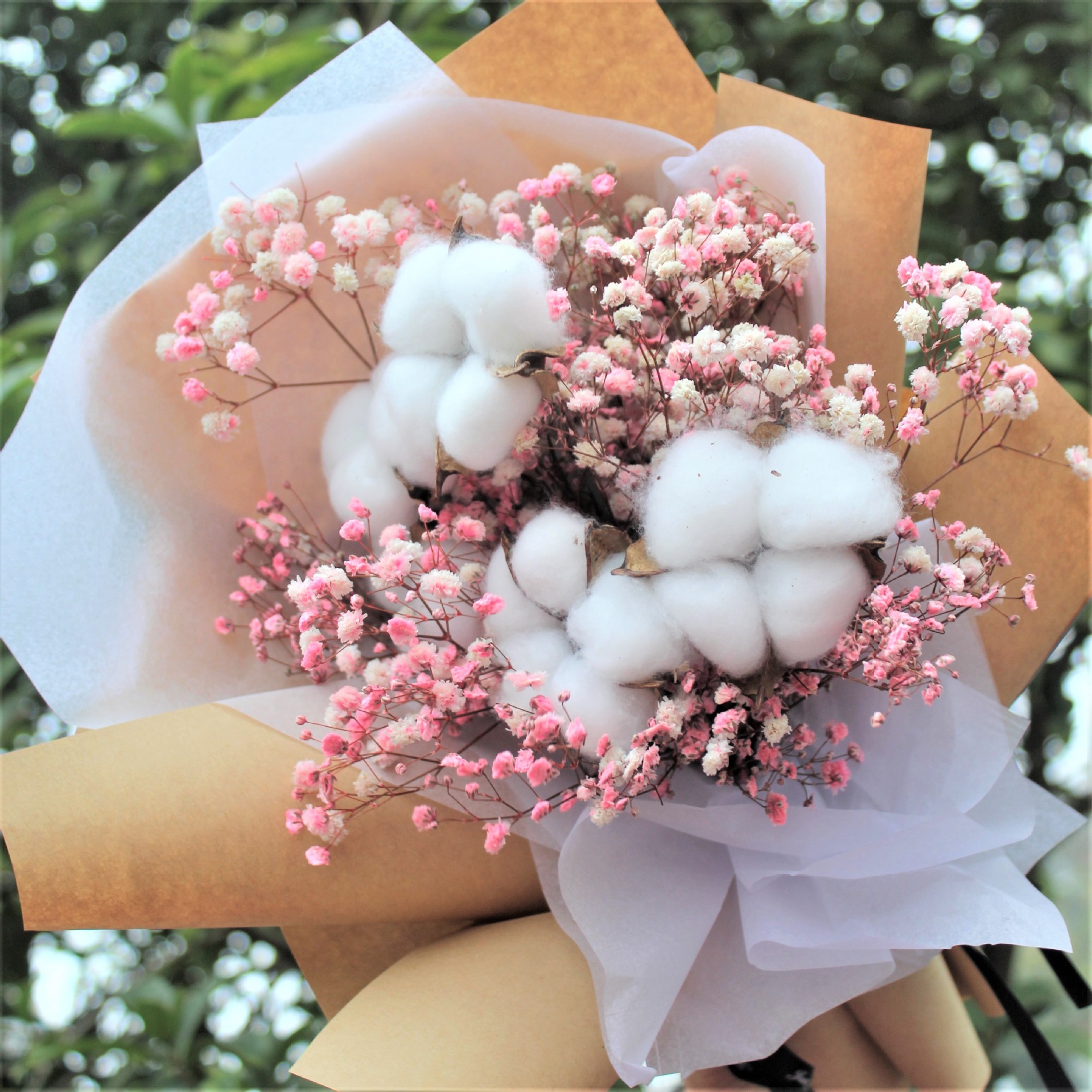 情人节520温暖棉花大花束复古森系满天星干花花束拍照道具礼物