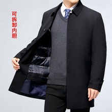 专柜大品牌羽绒服外套冬装中年爸爸宽松休闲大衣中长款时尚男风衣