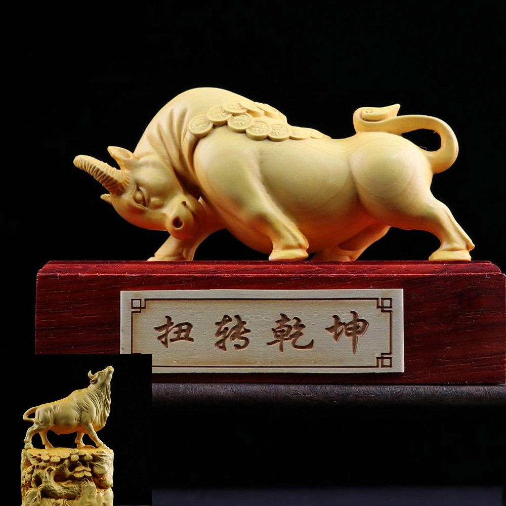 木雕工艺品牛摆件