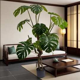 厂家直销仿真老桩龟背盆栽北欧风室内外落地装饰造景摆件绿植批发