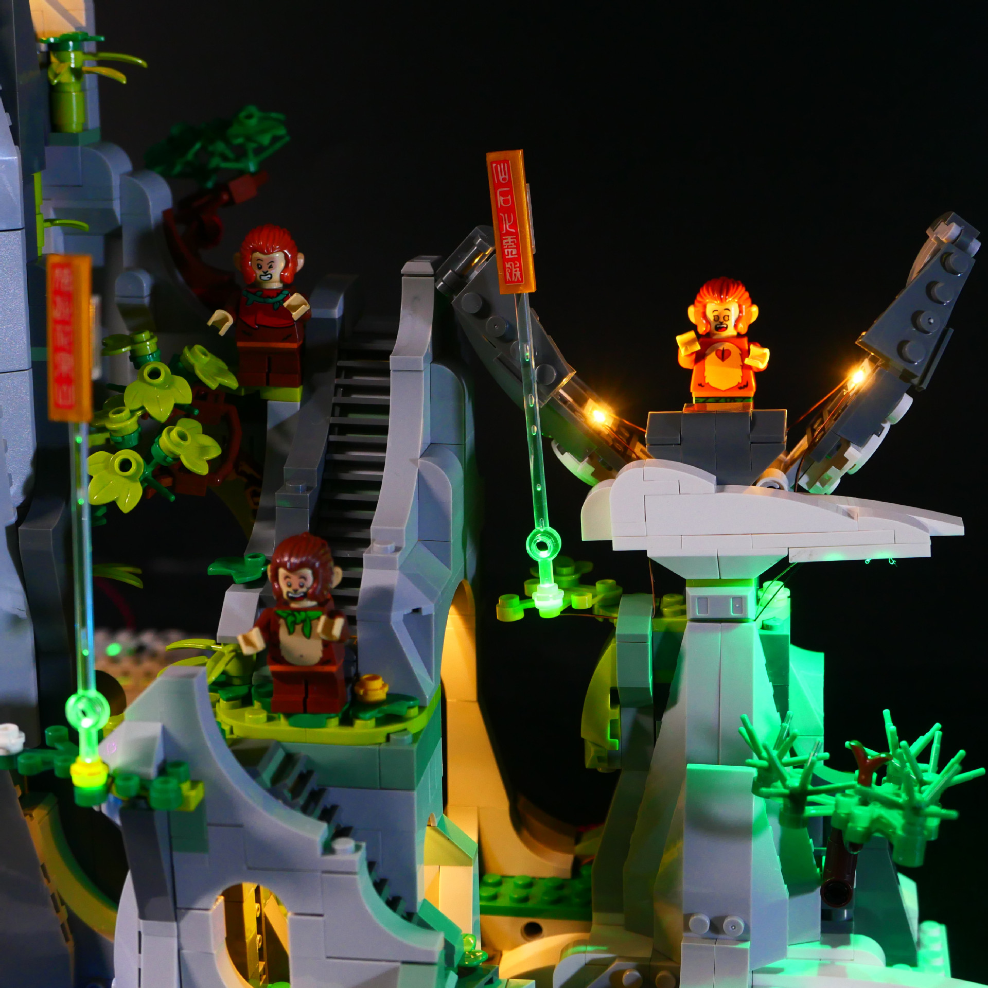moc灯饰 兼容乐高 80024传奇花果山 积木配套led遥控灯饰配件