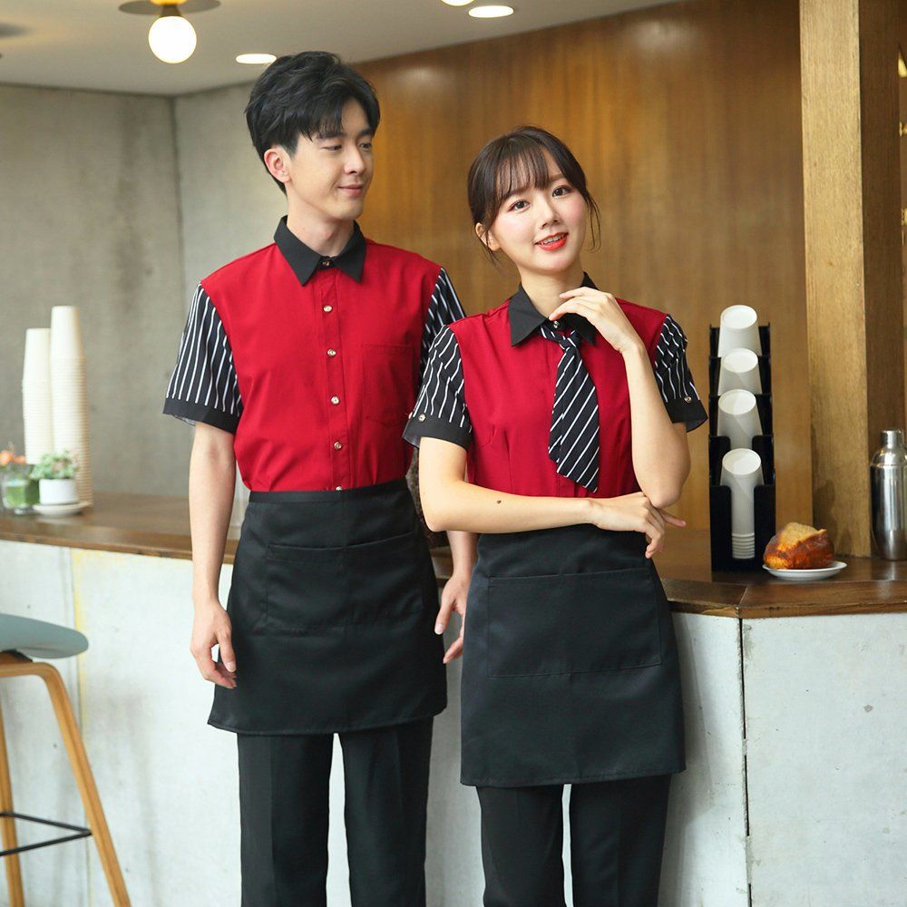 餐饮服务员工作服女夏季短袖酒店西餐厅ktv酒吧长袖时尚特色