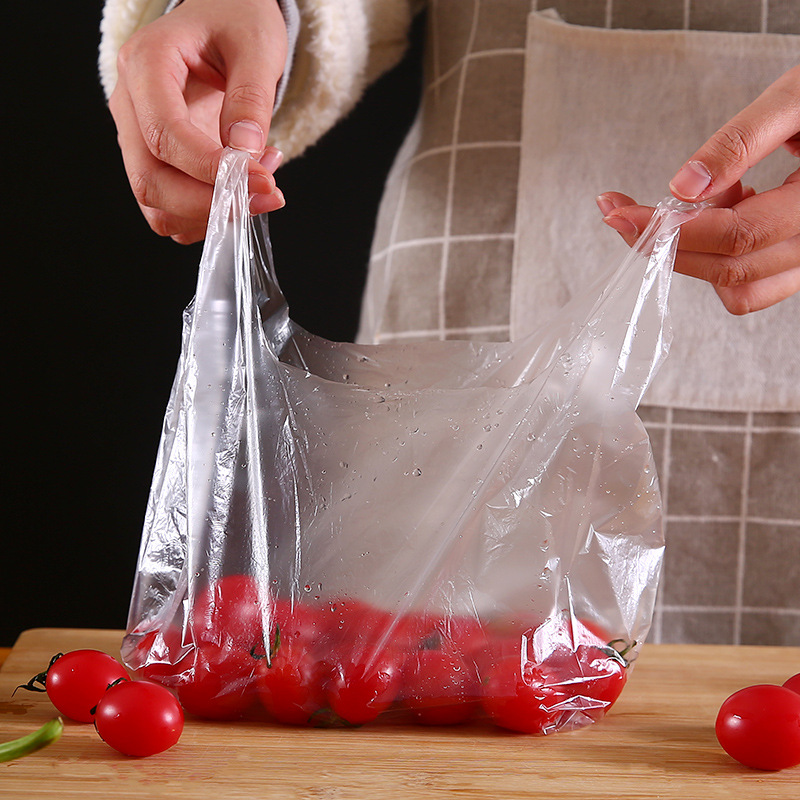背心式食品保鲜袋小号水果包装塑料袋家用一次性加厚点断式保鲜膜