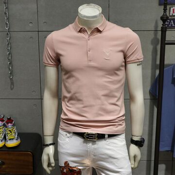 短袖polo衫男丝光珠地棉t恤衫短款潮流半袖牛年新款刺绣上衣体恤