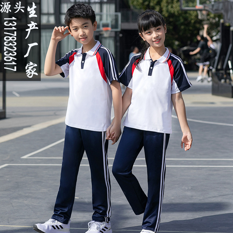 夏季六一活动红班服小学生中学生校服套装男女童装幼儿园园服短袖