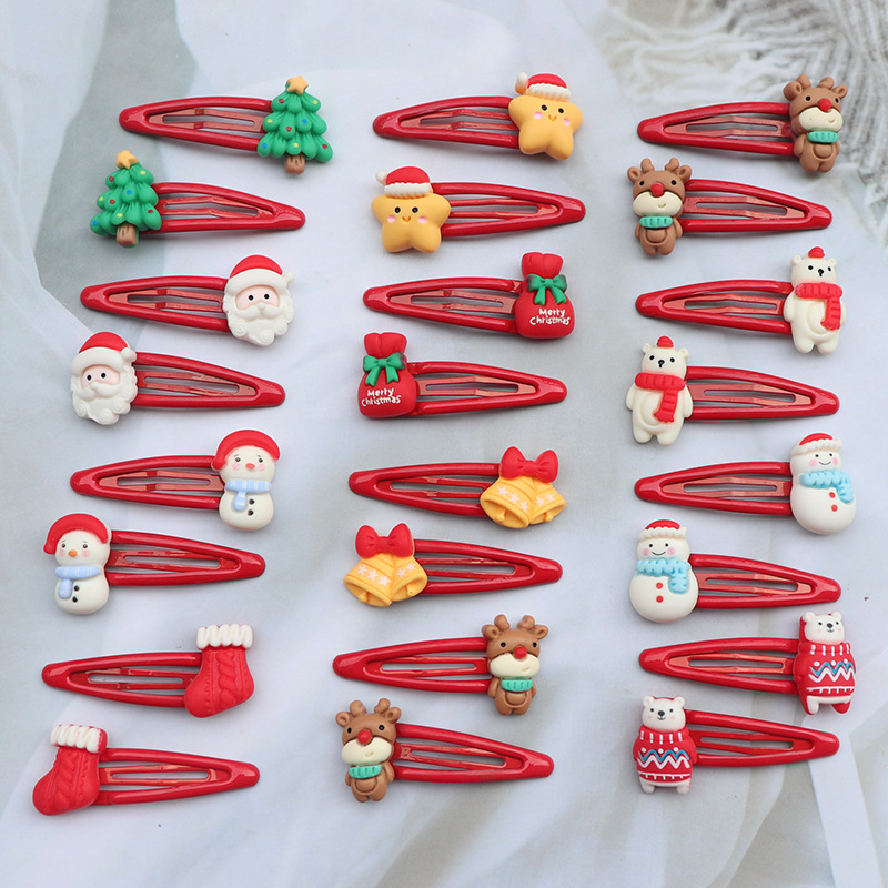 Christmas Children's Barrettes Cute Gift Santa Claus Barrettes Children's Student Girl Headdress Bangs BB Clip Suit