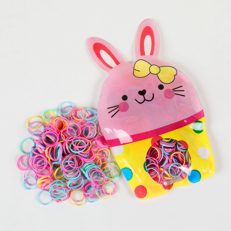 Disposable Rubber Band Baby Hair Band Does Not Hurt Hair Color Small Rubber Band Wholesale Cartoon Bagged Rubber Band