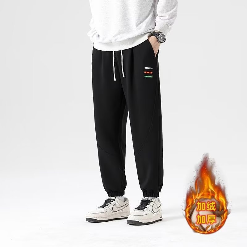 Autumn and Winter Fleece-Lined Thickened Casual Pants Men's Autumn Sweatpants Large Size Loose plus Size Ankle-Tied Sports Pants