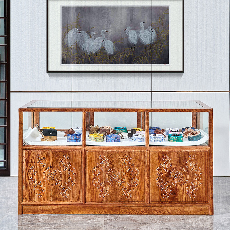 红木家具刺猬紫檀展示柜台珠宝陈列柜中式仿古花梨木实木储物柜子