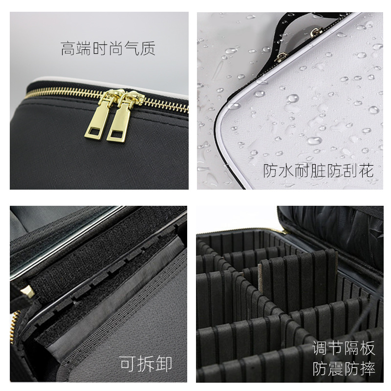 Cross-Border Cosmetic Bag Smart Mirror with Light Makeup Mirror Girls Travel Makeup Storage Bag Leather Cosmetic Case