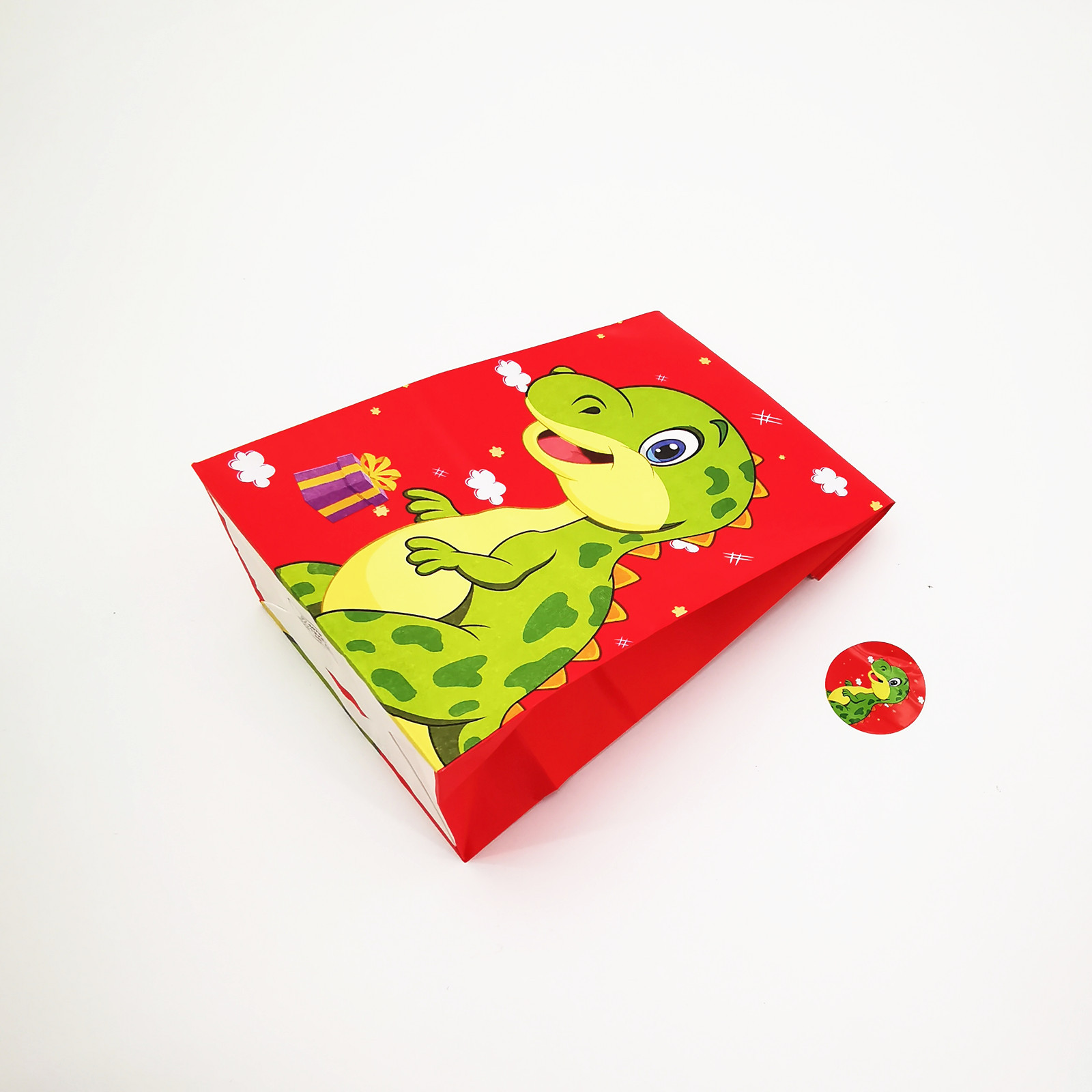 欧式个性动物卡通纸袋 恐龙系列宝宝庆生周岁礼物袋子配可爱贴纸