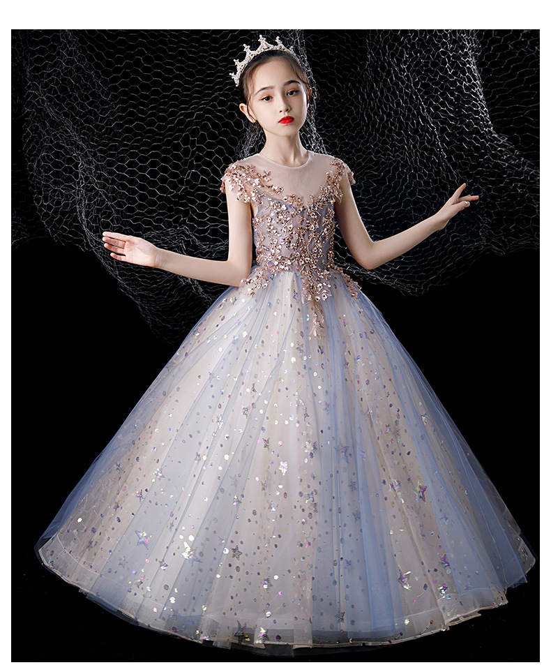 女童晚礼服生日公主裙2022春款花童蓬蓬纱儿童小主持人钢琴演出服