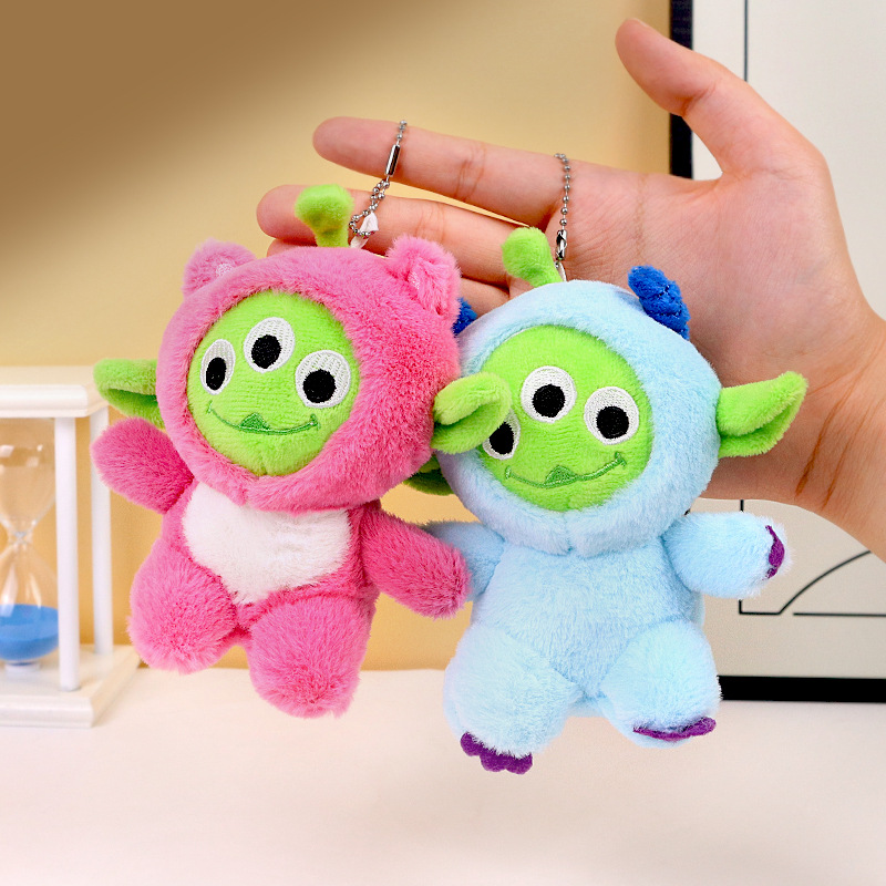 可爱网红三眼仔挂件毛绒怪兽玩偶包包挂饰钥匙扣抓娃