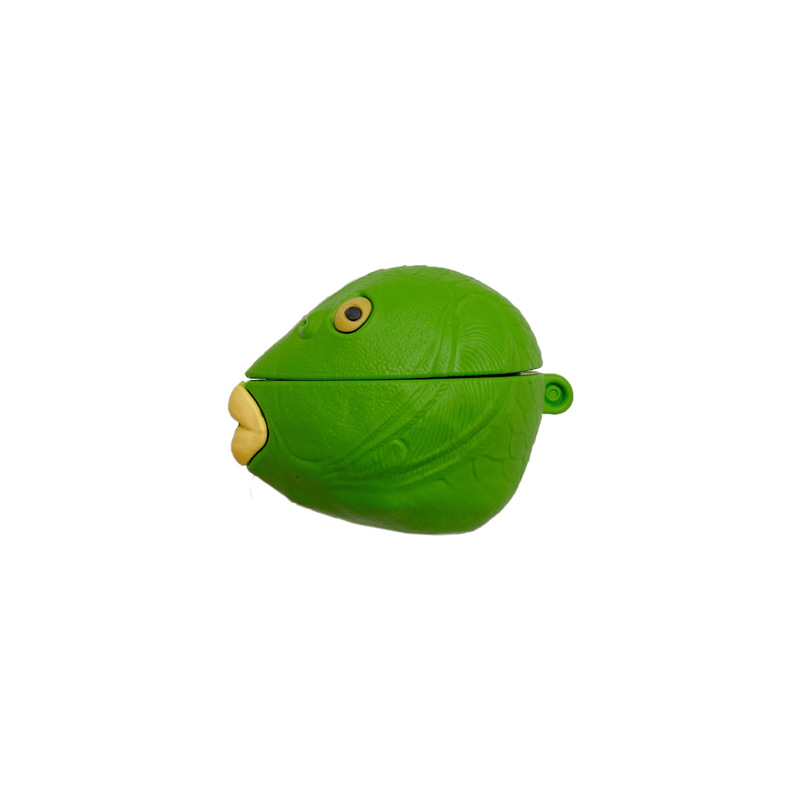 卡通绿鱼头怪airpods pro2/3代适用苹果蓝牙无线耳机套硅胶壳个性