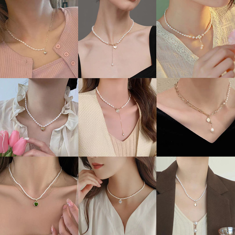 Real Pearl ~ Spring and Summer All-Match Natural Pearl Necklace Ornament Clavicle Chain 2024 High-Grade Pendant Necklace Women