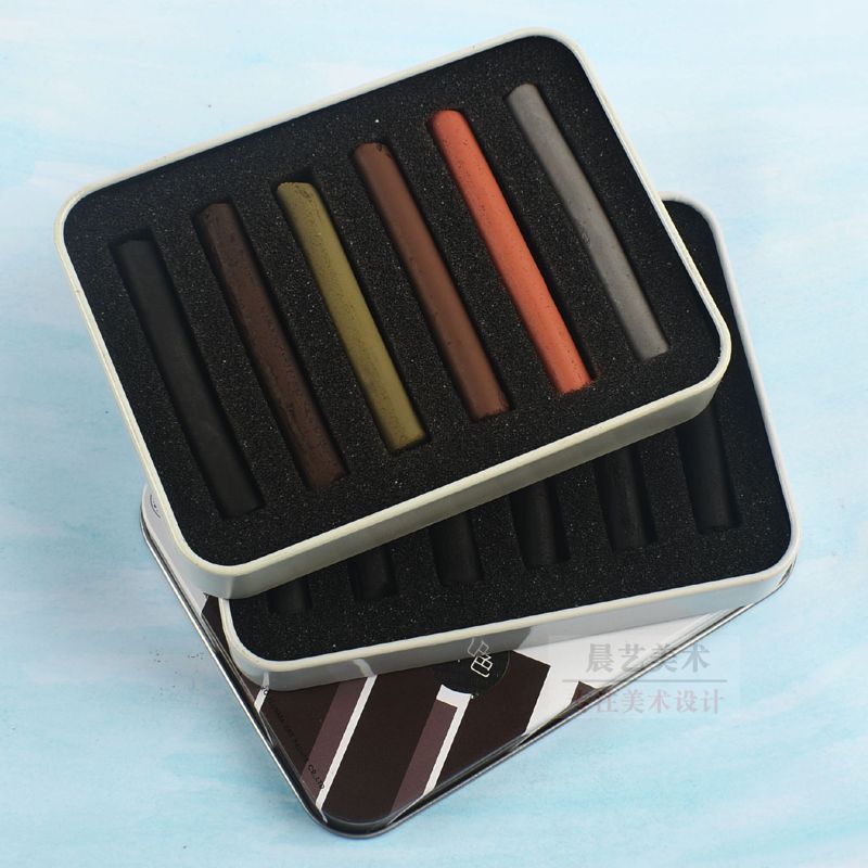 索斯干性材料可水溶性美术绘画素描彩色炭精条炭笔粉笔木炭条