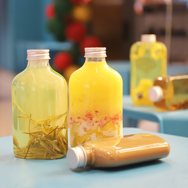 冷泡茶瓶带滤网款茶瓶一次性pet材料奶茶瓶果汁瓶便携式奶茶瓶子