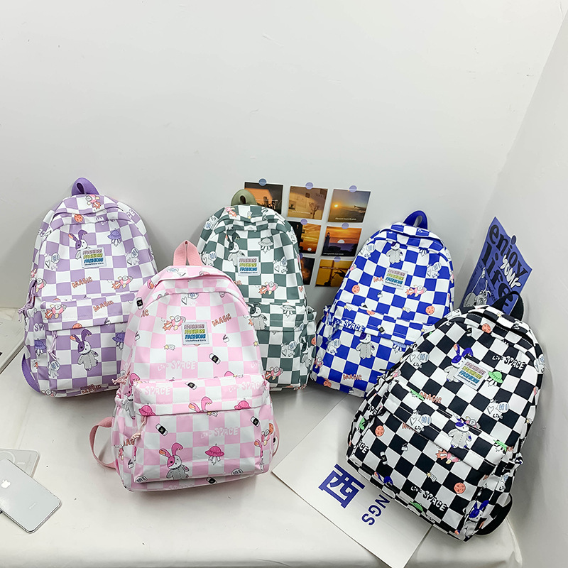 Korean Style Schoolbag Female Student Large Capacity Ins Mori All-Match Chessboard Plaid Backpack High School Junior School Backpack