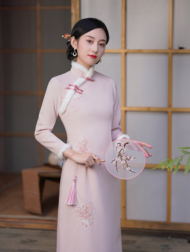 旗袍女冬季2021年新款年轻款改良秋冬日常古法冬款加厚中国风女装