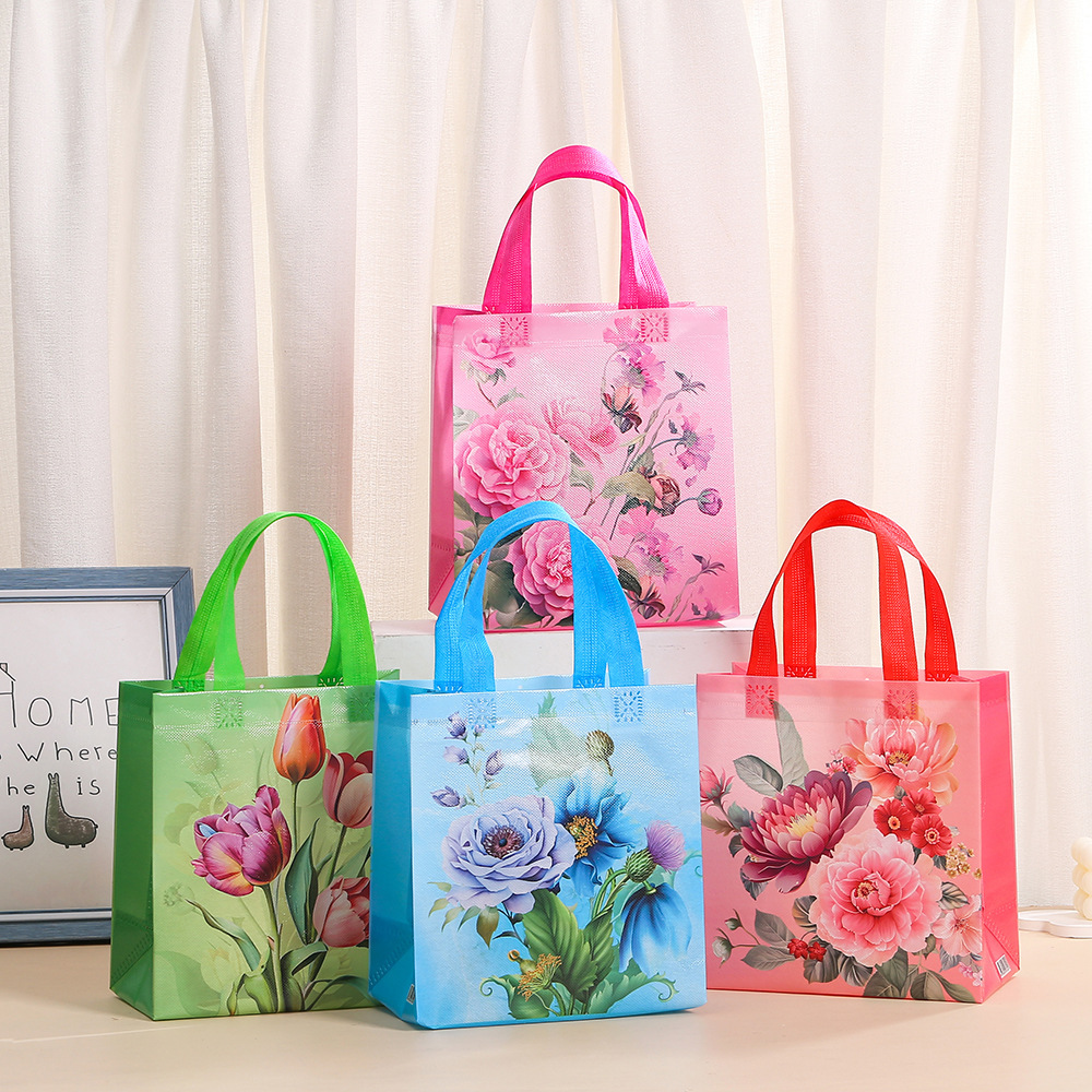 Handbag Wholesale Mother's Day Non-Woven Shopping Bag Flower Birthday Gift Packaging Bag Printing Waterproof Gift Bag