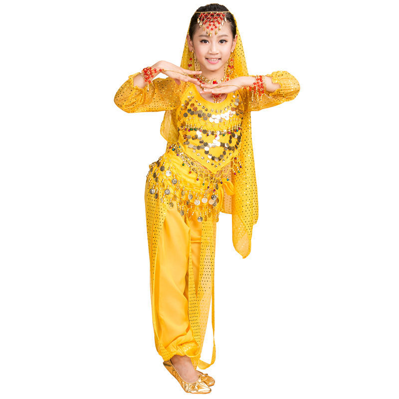 儿童印度舞服装女孩肚皮舞表演服女童新疆舞蹈演出服装幼儿园长袖