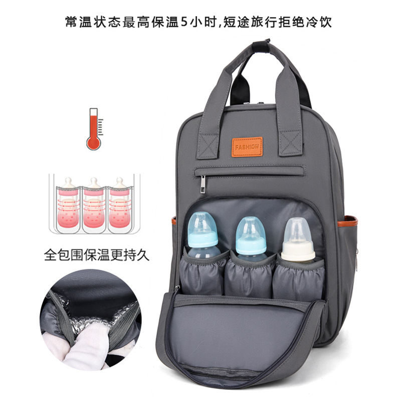 Cross-Border New Multi-Functional Double-Shoulder Mummy Bag Waterproof Milk Storage Insulation Bag for Walking Baby