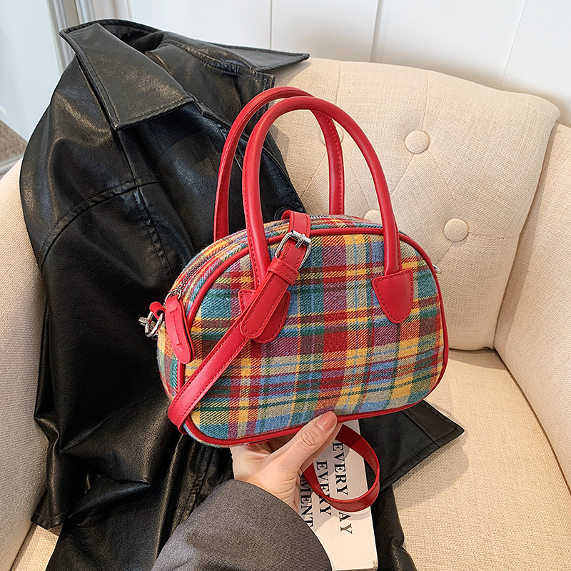 New Simple Handbag Korean Style Fashionable Plaid Shell Bag Niche All-Match Shoulder Messenger Bag Cross-Border