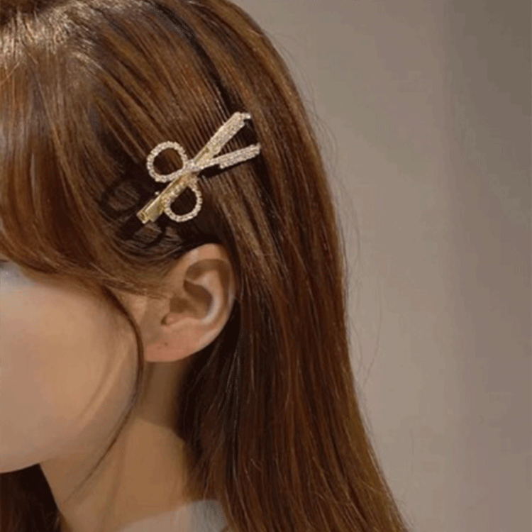 South Korea Dongdaemun Feather Barrettes 6-Piece Set Scissors Pearl Alloy Hairpin Internet Celebrity Word Clip Grip Duckbill Clip