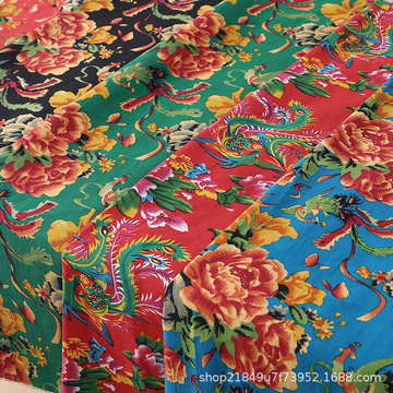 东北大花布布料中国民族风纯棉全棉面料面桌布衣服装现货绍兴柯桥