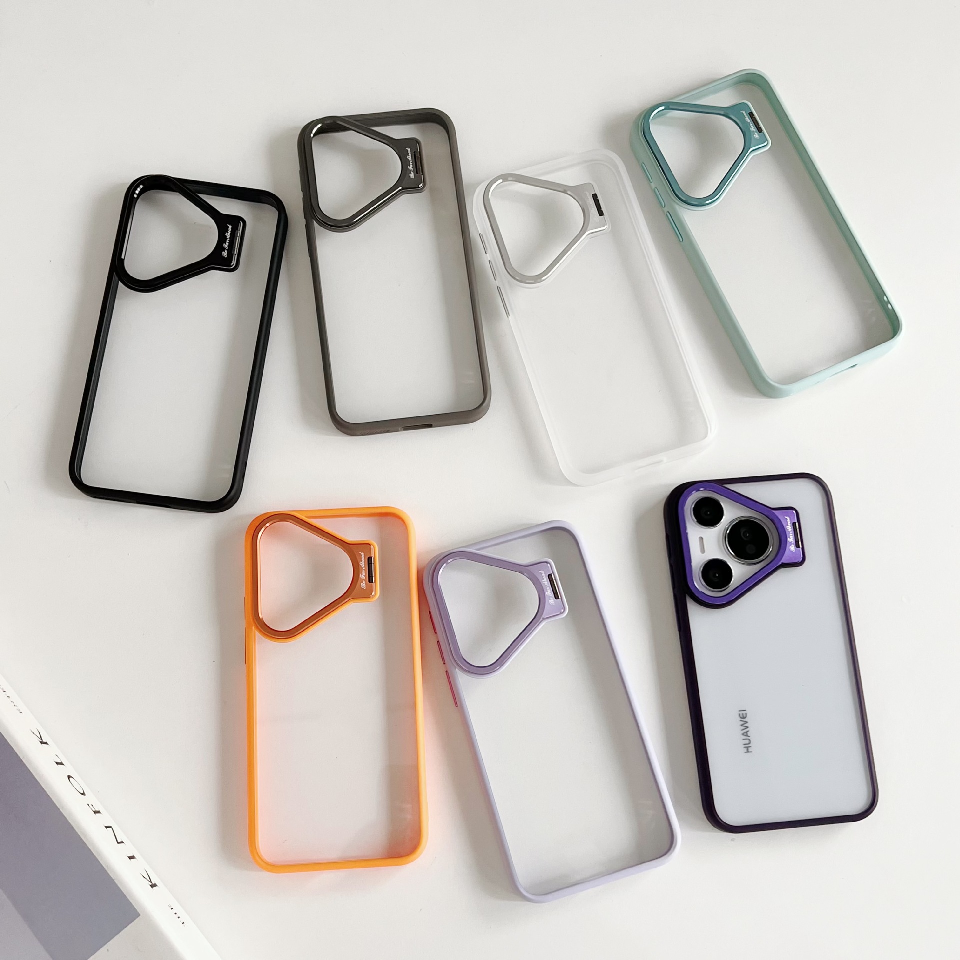 适用华为pura70pro手机壳mate60透明金属支架防摔pura70保护套