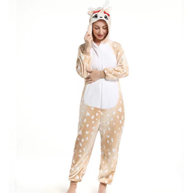 New Cartoon Animal One-Piece Pajamas Bronzing Tianma Christmas Deer Flannel Unicorn Parent-Child Homewear Clothes Wholesale