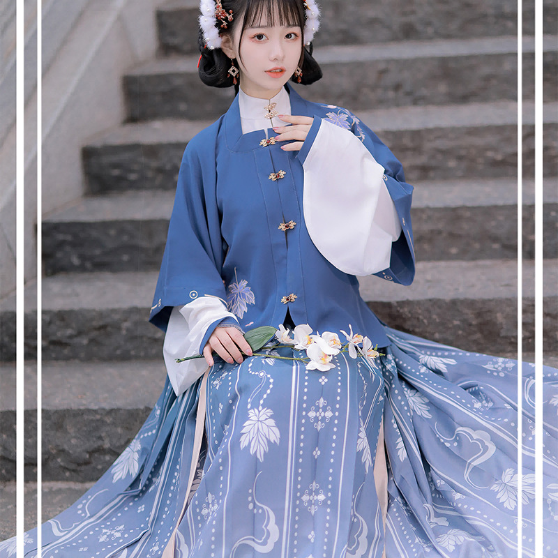 春季明制汉服女成人古装超仙重工刺绣对襟方领加绒短袄齐腰襦裙