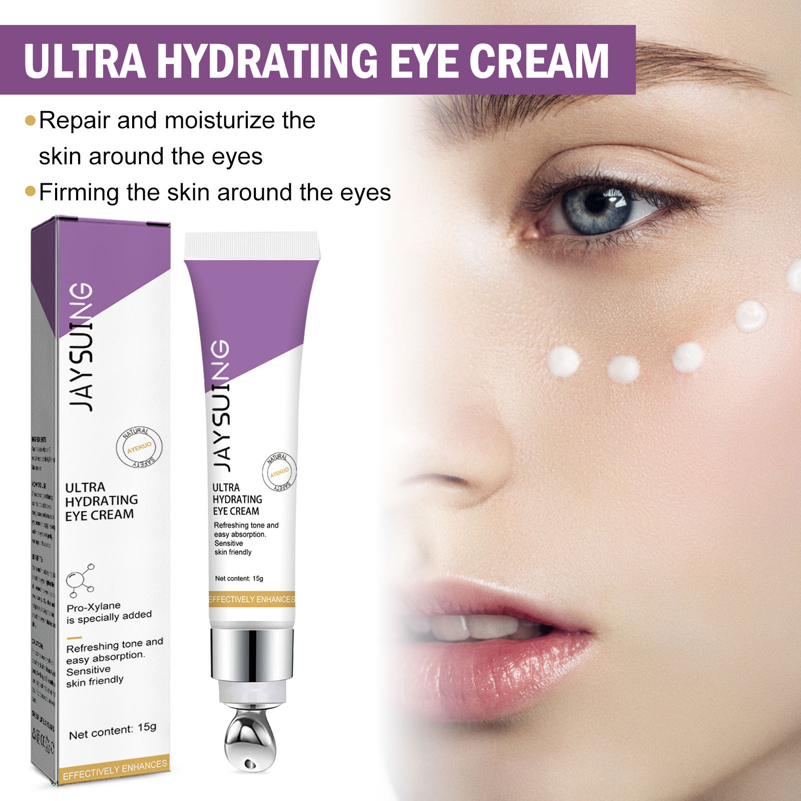 Jaysuing Moisturizing Eye Cream Firming Lifting Fine Lines around the Eyes Crow's Feet Moisture Replenishment Dark Circles Skin Cream