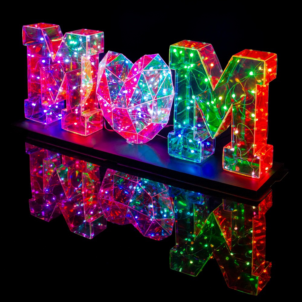 Cross-Border Colorful Led Luminous Characters Love Gift Birthday Party Mother's Day Father's Day Confession Decoration Ambience Light Gift