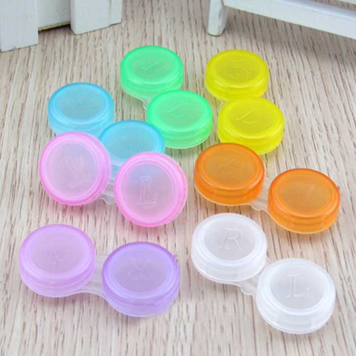 Wholesale Candy Color Cosmetic Contact Lenses Contact Lens Case Transparent Contact Lens Case Replacement Couple Box