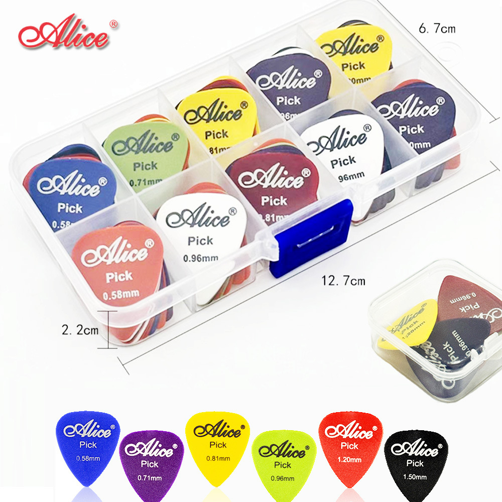 爱丽丝吉他拨片ABS料心型磨砂光面PICK弹片六个厚度混装盒装出口