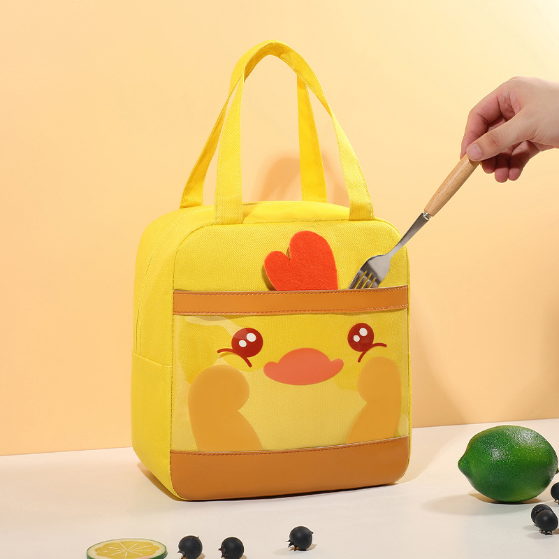 New Transparent Cartoon Lunch Box Bag out Portable Belt Meals Lunch Bag Large Capacity Picnic Ice Pack Insulated Lunch Bag