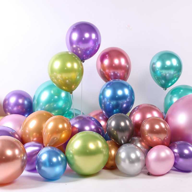 12/10 Inch Metal Chrome Color Balloon Wholesale Thickened Latex Balloon Birthday Party Wedding Room Decoration Balloon