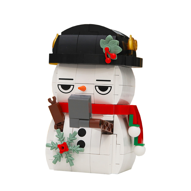 佳奇积木jk5107圣诞桌面叠叠乐系列圣诞相框雪人拼装玩具桌面摆件