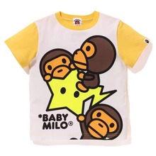 【现货】高定猴子2024夏季五角星夜光图案男童女童拼色T恤