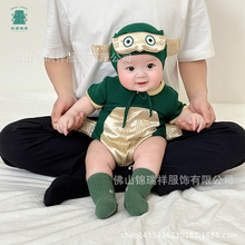 2025夏女童汉服中国风周岁服男宝宝连体衣婴幼儿生日礼服一岁套装