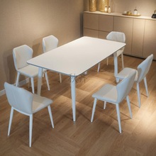 00轻奢现代纯色岩板餐桌椅组合家用网红饭桌简约小户型意式极简桌