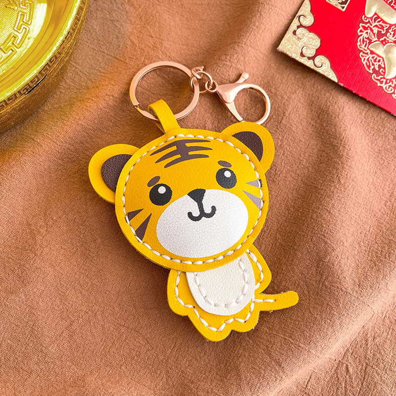 New Year of Tiger Big Ji TikTok Year of Tiger Tiger Key Chain Small Cute Tiger Key Chain DIY Material Package Hand-Made Bag Pu