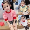 2021 summer girl Solid T-shirt Children Short sleeved jacket Korean Fan Color matching Socket Short sleeved baby summer new pattern