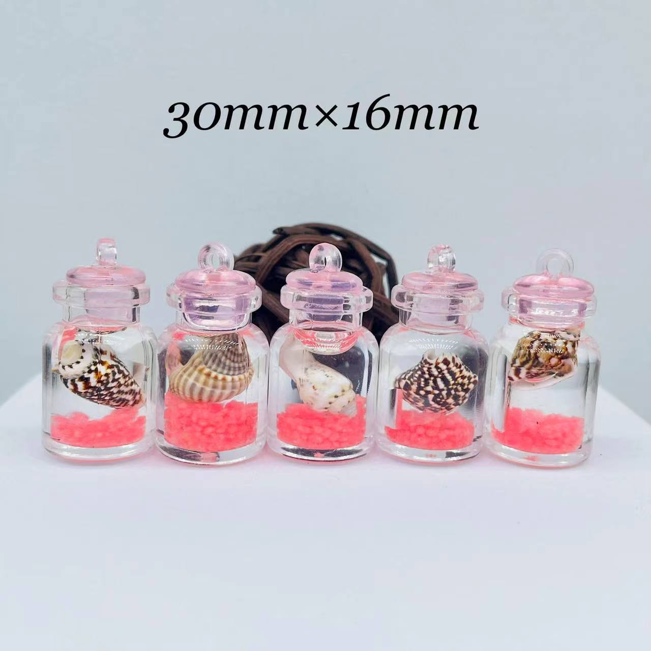 Transparent Glass Jar Simulation Conch Luminous Drift Bottle Shell Earrings Bag Keychain Pendant DIY Ornament Accessories